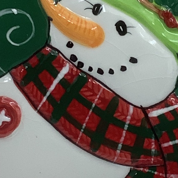 Fitz and Floyd Holly Hat Snowman Snack Plate and Spreader - Picture 5 of 13